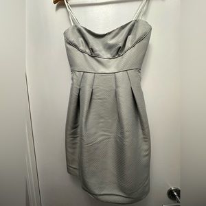 Bcbg grey silver dress strapless